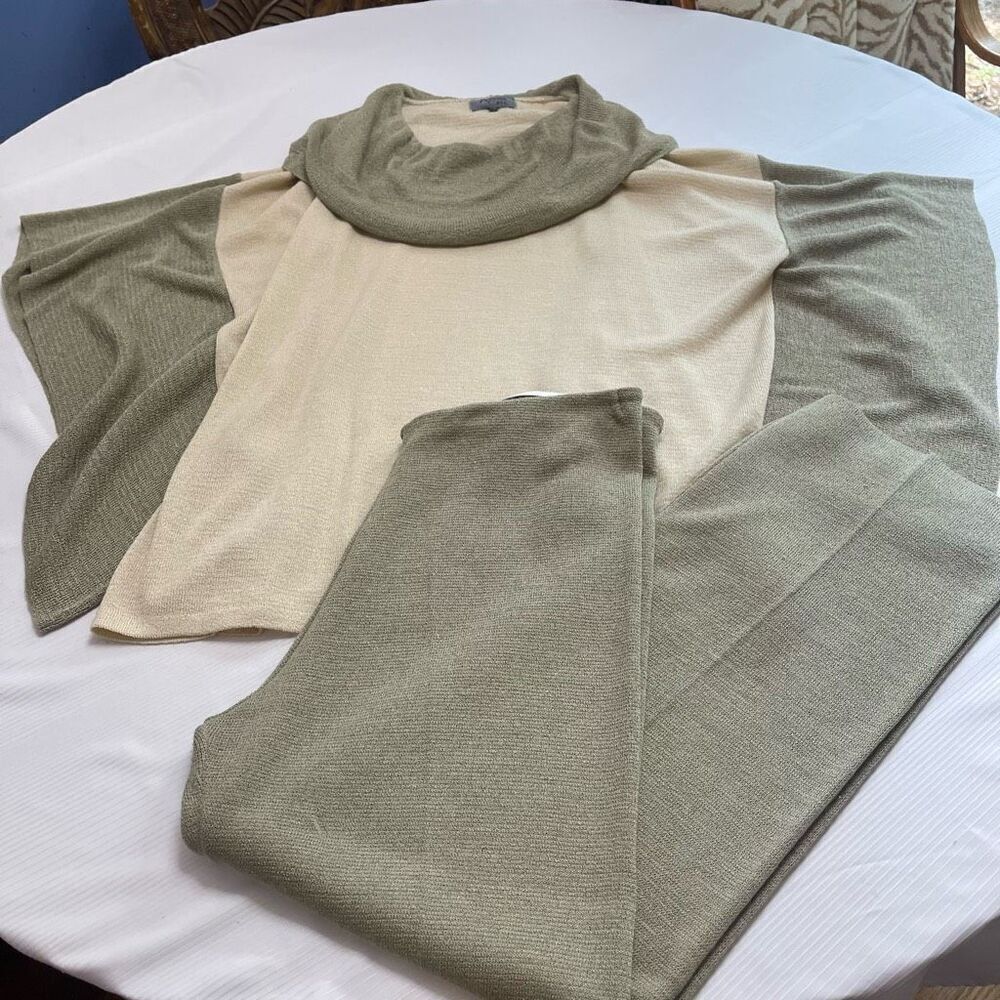 Roni Bis Olive Khaki 2 PC Lagenlook Pant Set Size Medium Large